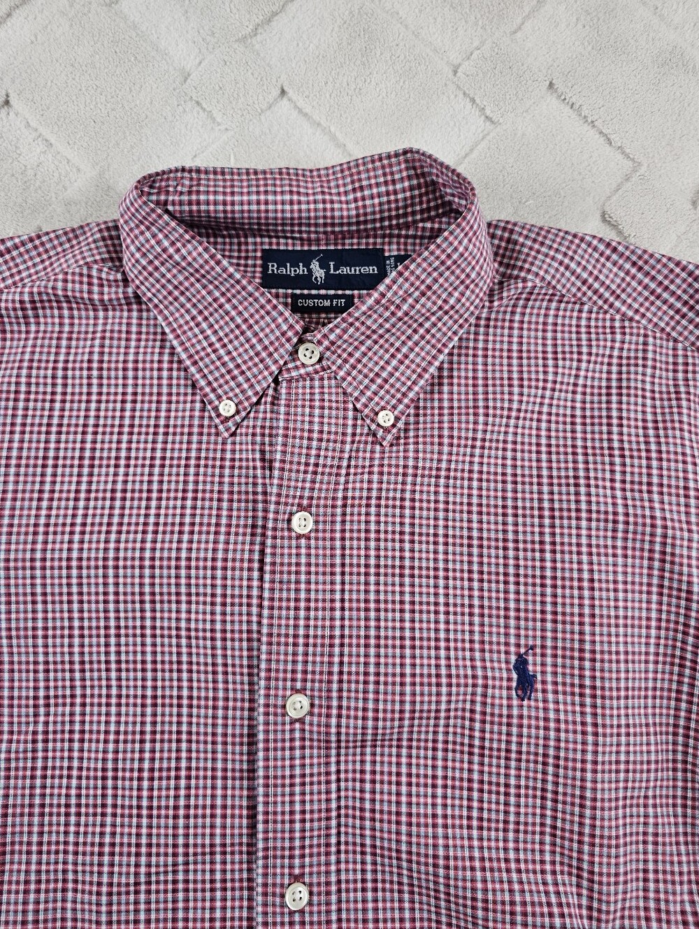 Polo Ralph Lauren Oxford Button Up Shirt Mens Large Plaid Red Long Sleeve Preppy